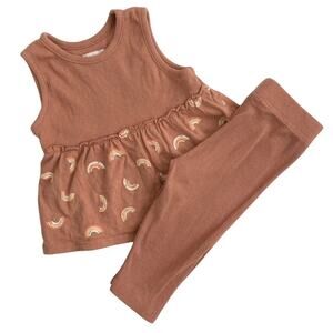 Grayson Mini 2-Piece Rainbow Ribbed Set - Rust - 6-9M